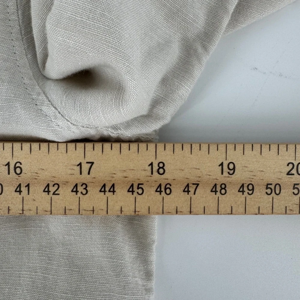 J.Crew‎ Womens Linen Blend Shirt Dress Beige Button Front Long Sleeve Small